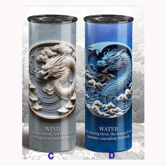 DRAGON - ASTROLOGY ELEMENT FOUR Signs Tumbler -Earth Fire Wind Water - NWT - Picture 7 of 11